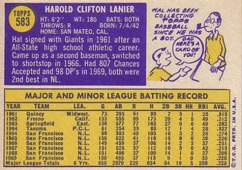 Hal Lanier  baseball card collectible - Main Image 2