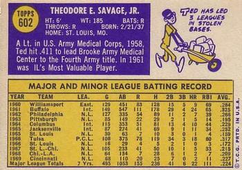 Ted Savage  baseball card collectible - Main Image 2