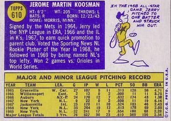 Jerry Koosman  baseball card collectible - Main Image 2