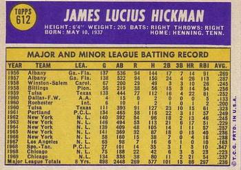 Jim Hickman  baseball card collectible - Main Image 2