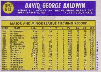 Dave Baldwin  baseball card collectible - Main Image 2