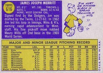 Jim Merritt  baseball card collectible - Main Image 2