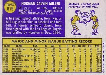 Norm Miller  baseball card collectible - Main Image 2