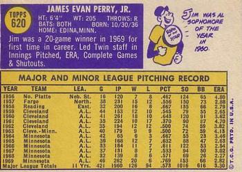 Jim Perry  baseball card collectible - Main Image 2