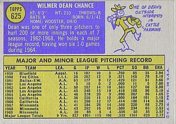 Dean Chance  baseball card collectible - Main Image 2