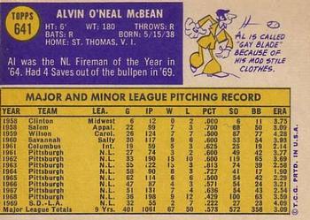 Al McBean  baseball card collectible - Main Image 2
