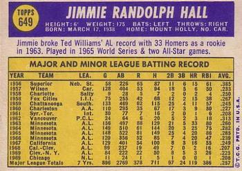 Jimmie Hall  baseball card collectible - Main Image 2