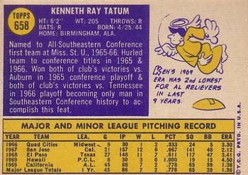 Ken Tatum  baseball card collectible - Main Image 2