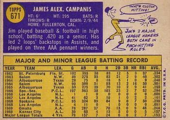 Jim Campanis  baseball card collectible - Main Image 2