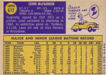 Leon McFadden  baseball card collectible - Main Image 2
