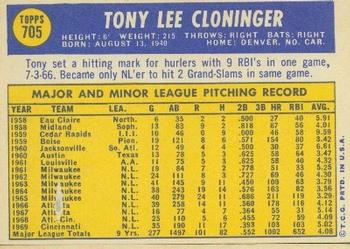 Tony Cloninger  baseball card collectible - Main Image 2