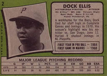 Dock Ellis  baseball card collectible - Main Image 2