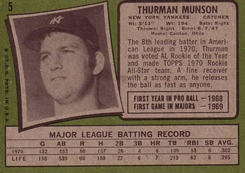 Thurman Munson  baseball card collectible - Main Image 2