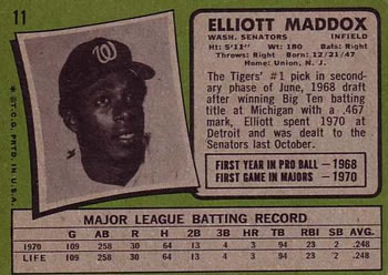 Elliott Maddox  baseball card collectible - Main Image 2