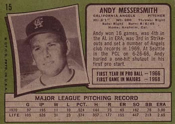 Andy Messersmith  baseball card collectible - Main Image 2