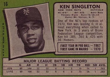 Ken Singleton  baseball card collectible - Main Image 2