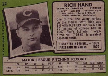 Rich Hand  baseball card collectible - Main Image 2