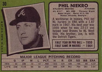 Phil Niekro  baseball card collectible - Main Image 2
