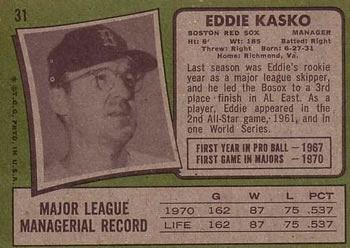 Eddie Kasko  baseball card collectible - Main Image 2