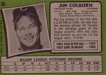 Jim Colborn  baseball card collectible - Main Image 2
