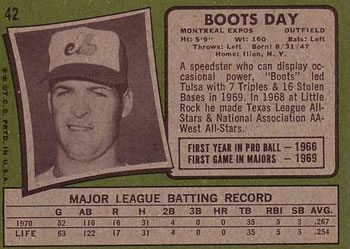 Boots Day  baseball card collectible - Main Image 2