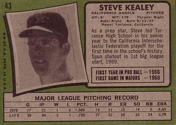 Steve Kealey  baseball card collectible - Main Image 2