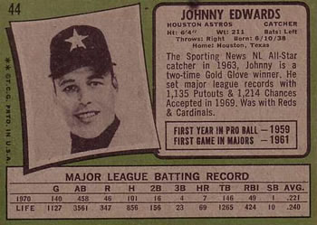 Johnny Edwards  baseball card collectible - Main Image 2