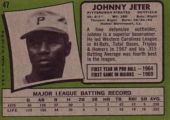 Johnny Jeter  baseball card collectible - Main Image 2
