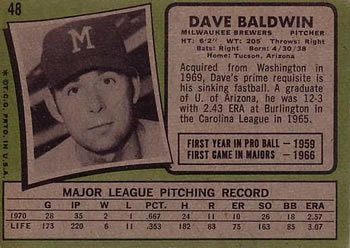 Dave Baldwin  baseball card collectible - Main Image 2