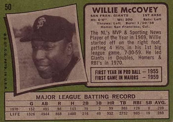 Willie McCovey  baseball card collectible - Main Image 2