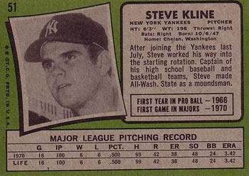 Steve Kline  baseball card collectible - Main Image 2