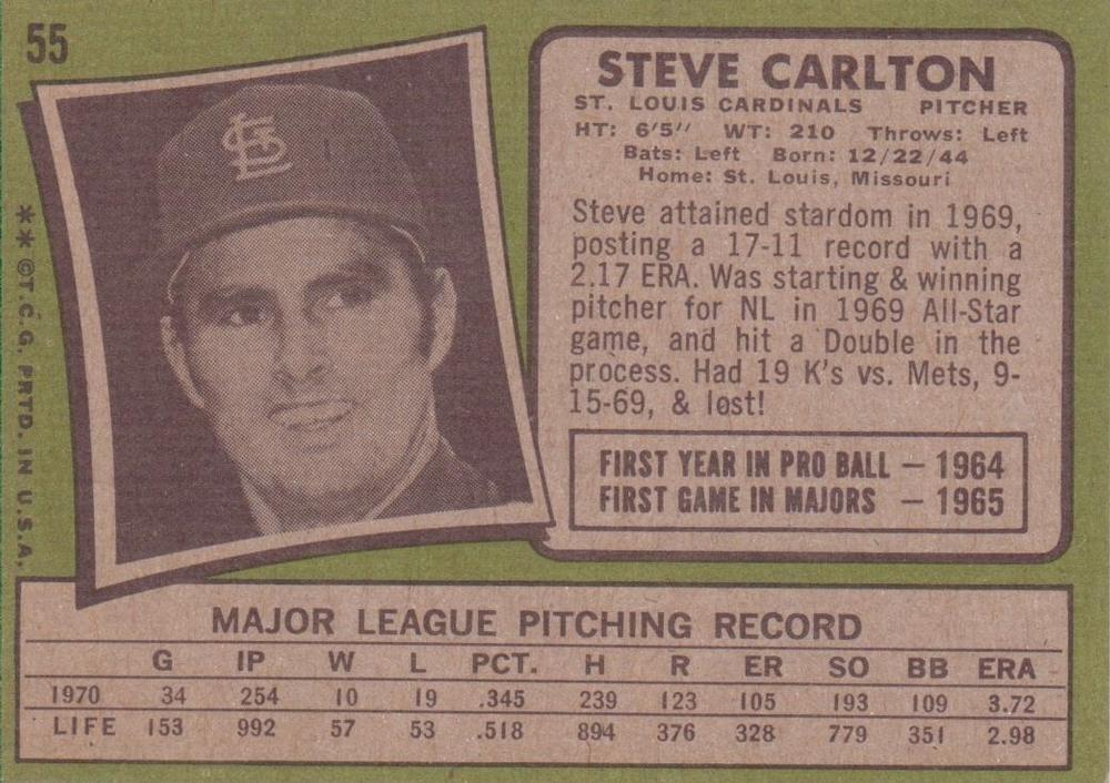 Steve Carlton  baseball card collectible - Main Image 2