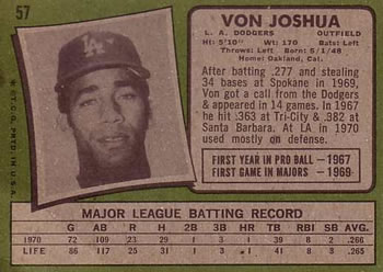Von Joshua  baseball card collectible - Main Image 2