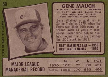 Gene Mauch  baseball card collectible - Main Image 2