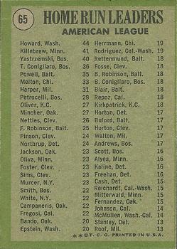 1970 American League Home Run Leaders (Frank Howard / Harmon Killebrew / Carl Yastrzemski)  baseball card collectible - Main Image 2