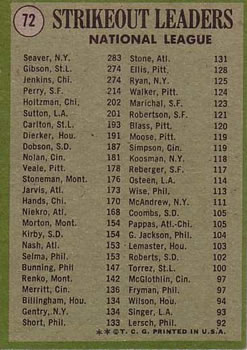 1970 National League Strikeout Leaders (Tom Seaver / Bob Gibson / Fergie Jenkins)  baseball card collectible - Main Image 2