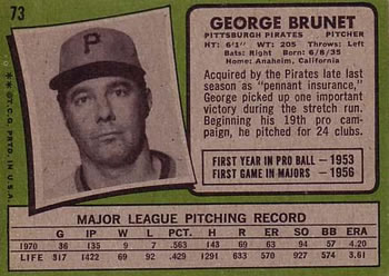 George Brunet  baseball card collectible - Main Image 2