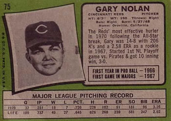 Gary Nolan  baseball card collectible - Main Image 2