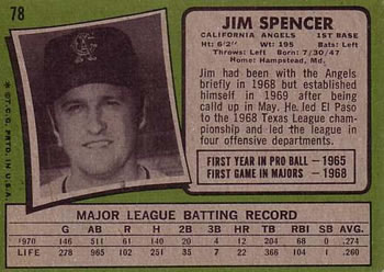Jim Spencer  baseball card collectible - Main Image 2