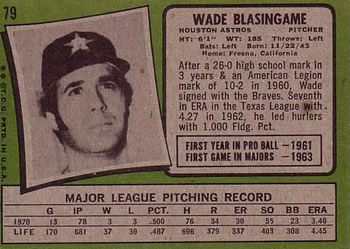 Wade Blasingame  baseball card collectible - Main Image 2