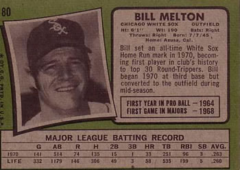 Bill Melton  baseball card collectible - Main Image 2