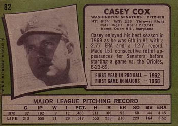 Casey Cox  baseball card collectible - Main Image 2