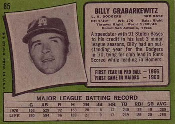 Billy Grabarkewitz  baseball card collectible - Main Image 2