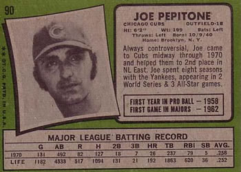 Joe Pepitone  baseball card collectible - Main Image 2
