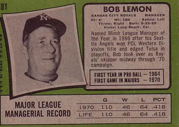 Bob Lemon  baseball card collectible - Main Image 2