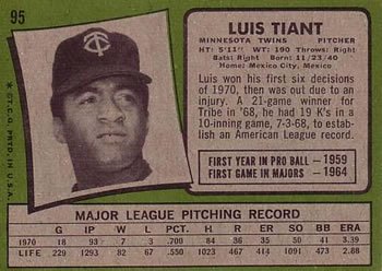 Luis Tiant  baseball card collectible - Main Image 2