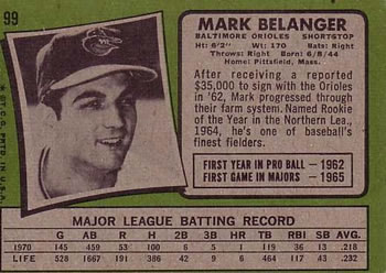 Mark Belanger  baseball card collectible - Main Image 2