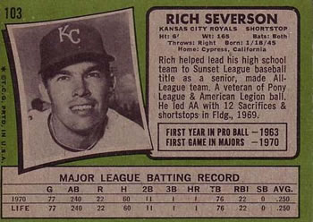 Rich Severson  baseball card collectible - Main Image 2