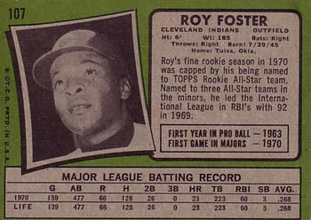 Roy Foster  baseball card collectible - Main Image 2