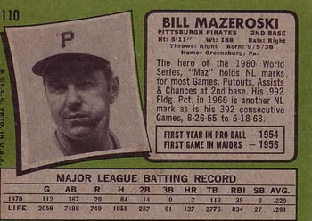 Bill Mazeroski  baseball card collectible - Main Image 2